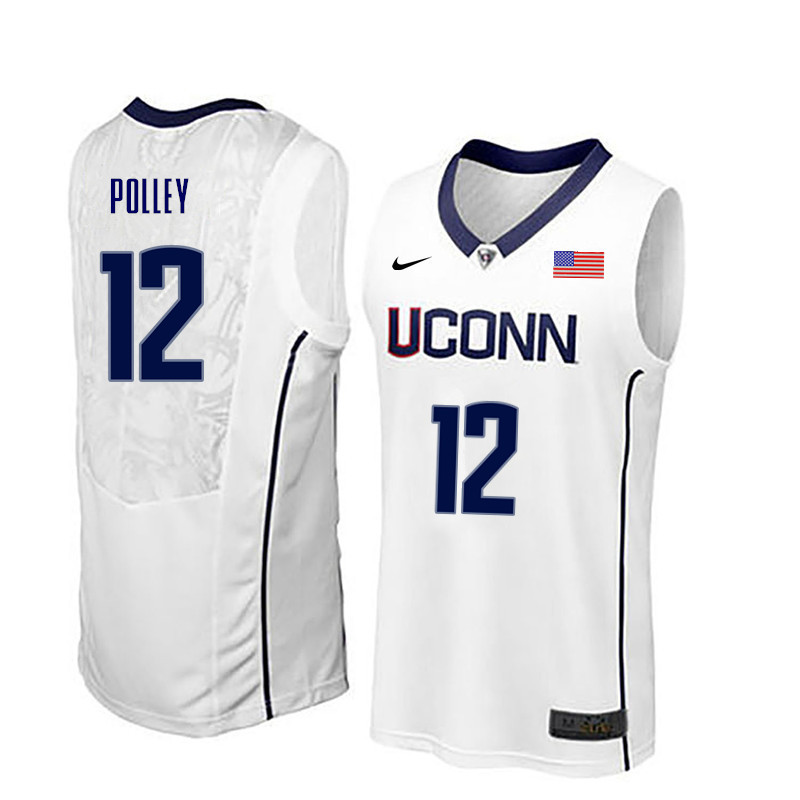 Men Uconn Huskies #12 Tyler Polley College Basketball Jerseys-White - Click Image to Close